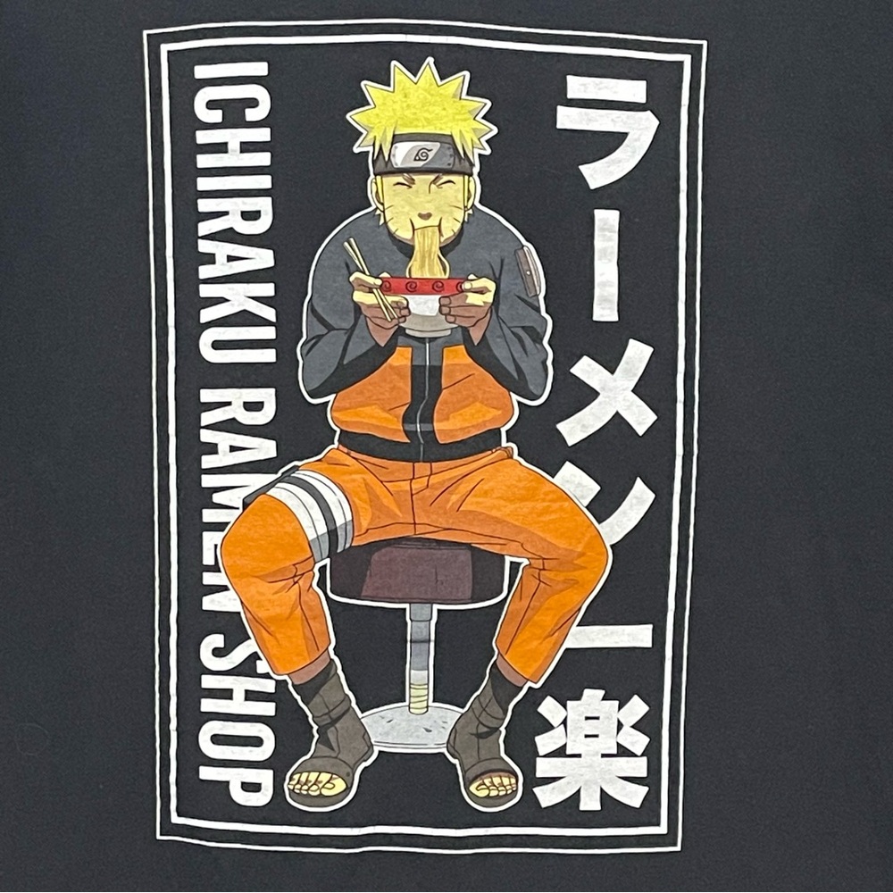 Naruto Ramen T-Shirt Ichiraku Ramen Shop Size XL Holes in Back Shoulder